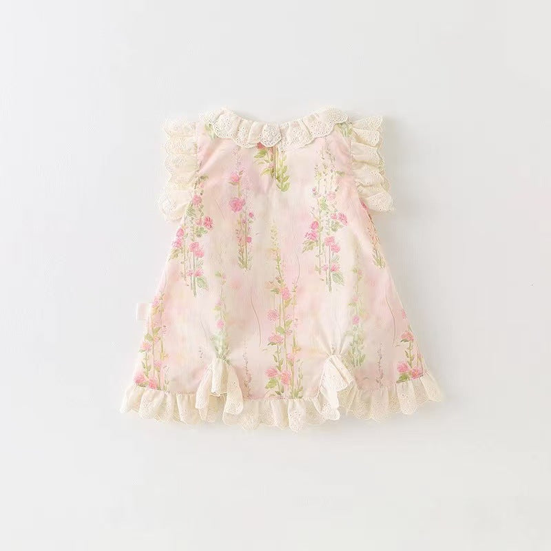 Cute Sleeveless Lace Dress Cartoon Outing Bloomer With Jumpsuit, Climbing Suit