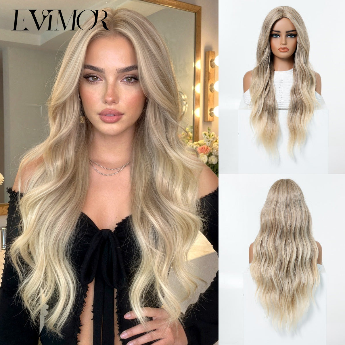 Gradient Highlight Big Wave Curly Fiber Natural Wig Long Curls