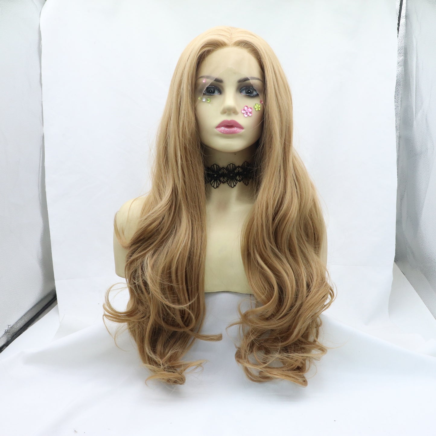 Forehead Lace Curly Hair Chemical Fiber Female Full Top Simulation Wig Long Curls