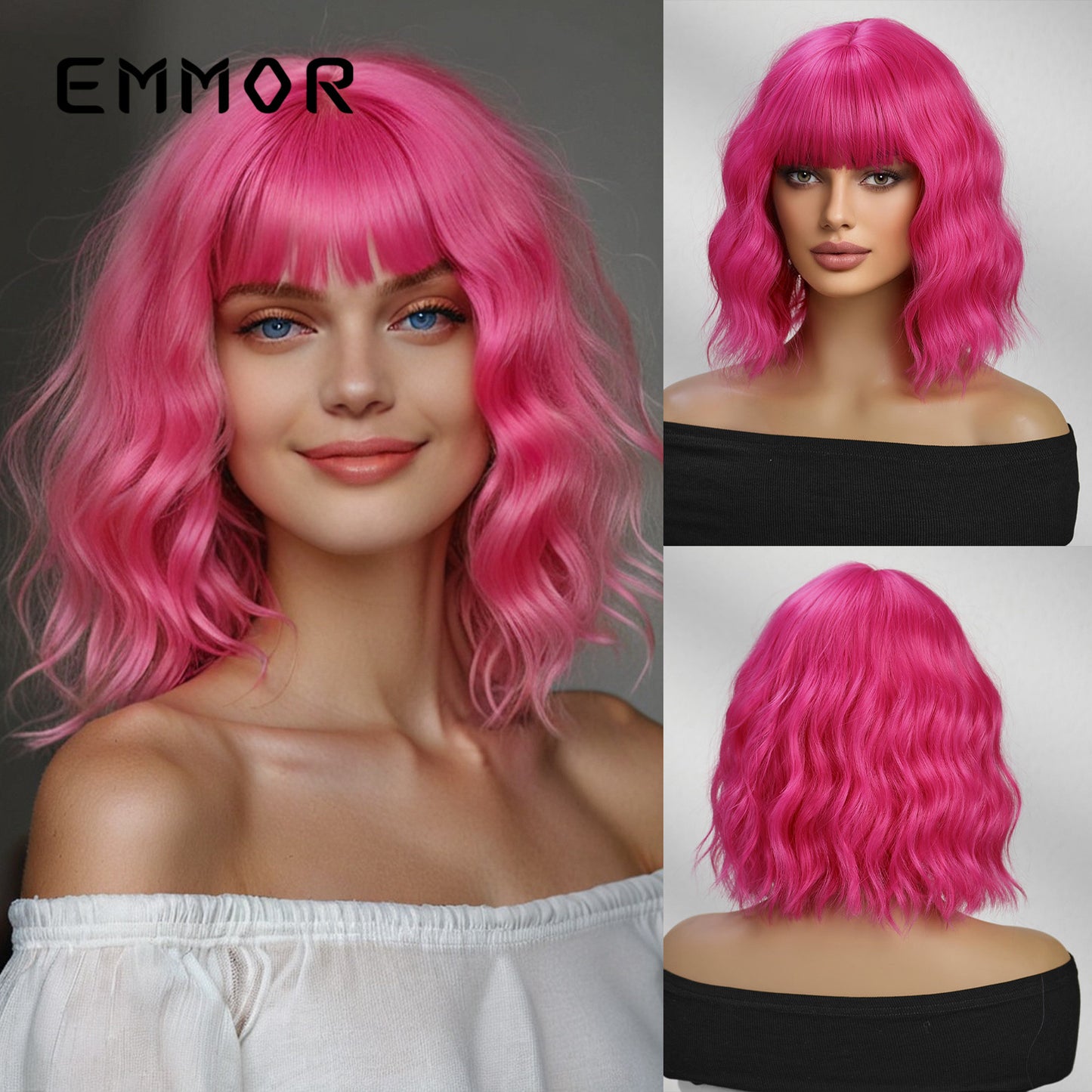 Female Natural Straight Bangs Realistic Golden Wig Short Curly Hair