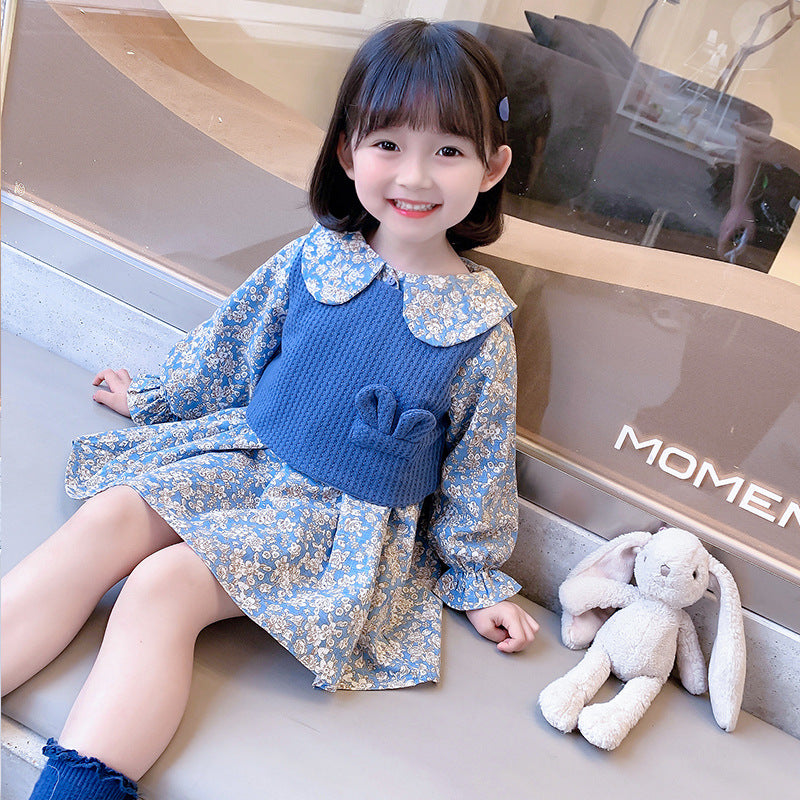 Children's Wool Vest Rabbit Ears Cotton Dress Little Two Children's Suit
