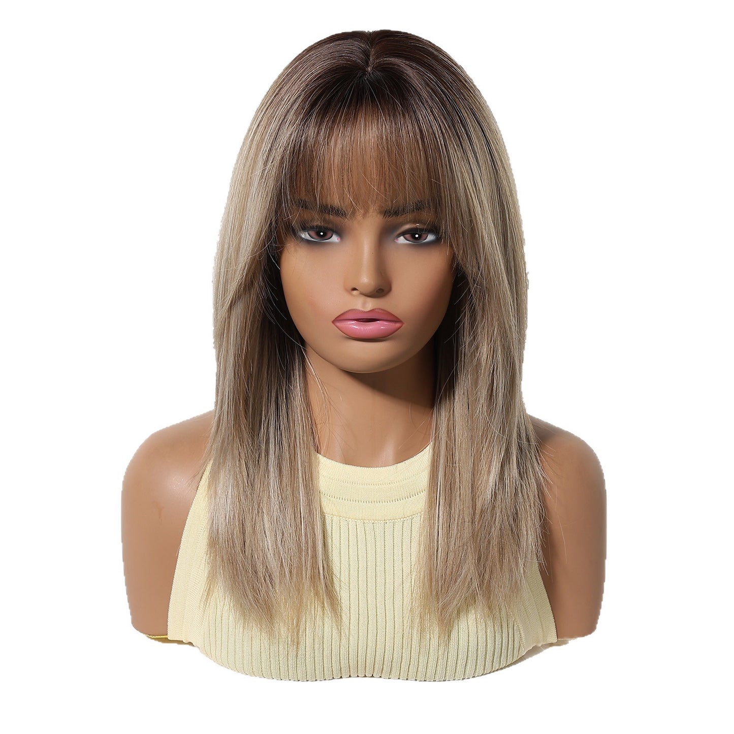 Craft Big Scalp Natural Layering Bangs Long Straight Wig