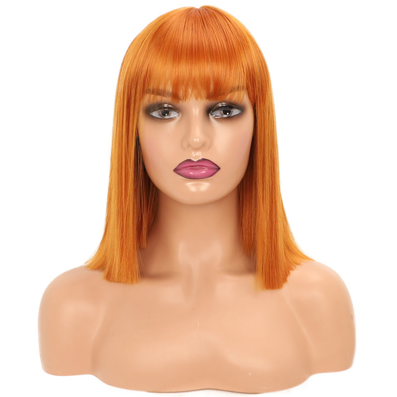 Collarbone Length Haircut Head Chemical Fiber Wig Short Straight Hair