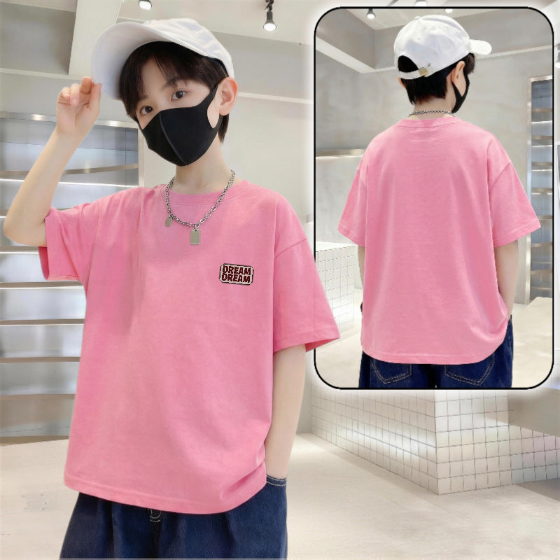 Children's Letter Printed Cotton Short-sleeved Boy Summer Clothing Loose Western Style Children's T-shirt