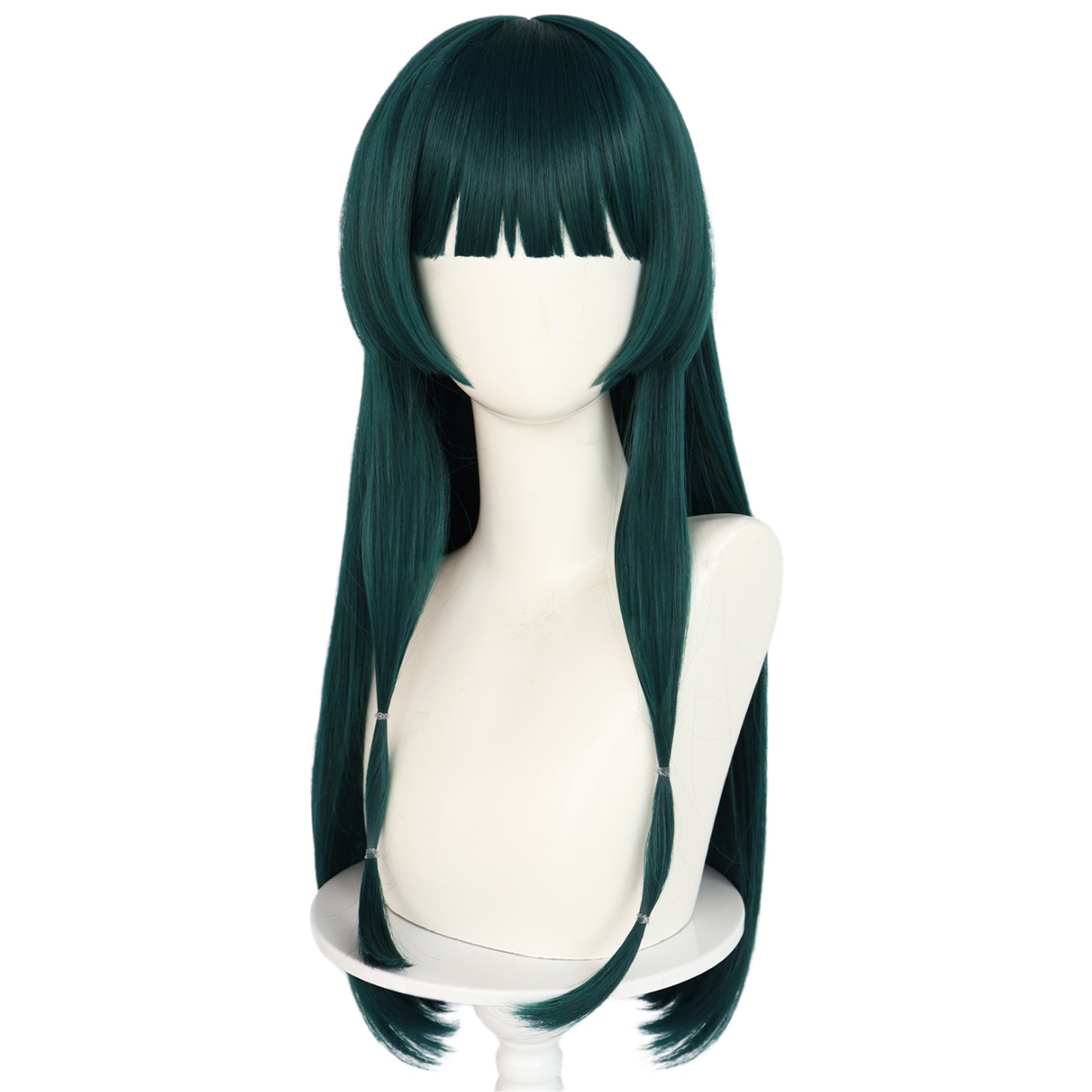 Whispering Second Cat Dark Green Simulation Scalp Long Straight Cos Wig
