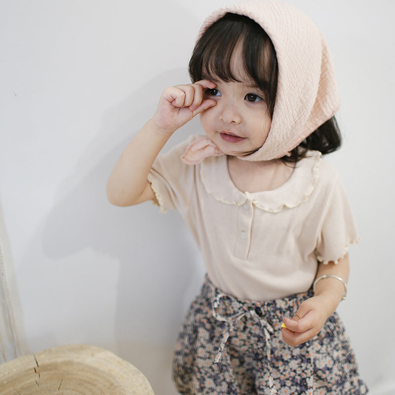 Children's Shirt Loose Top Doll Collar Infant Children's T-shirt