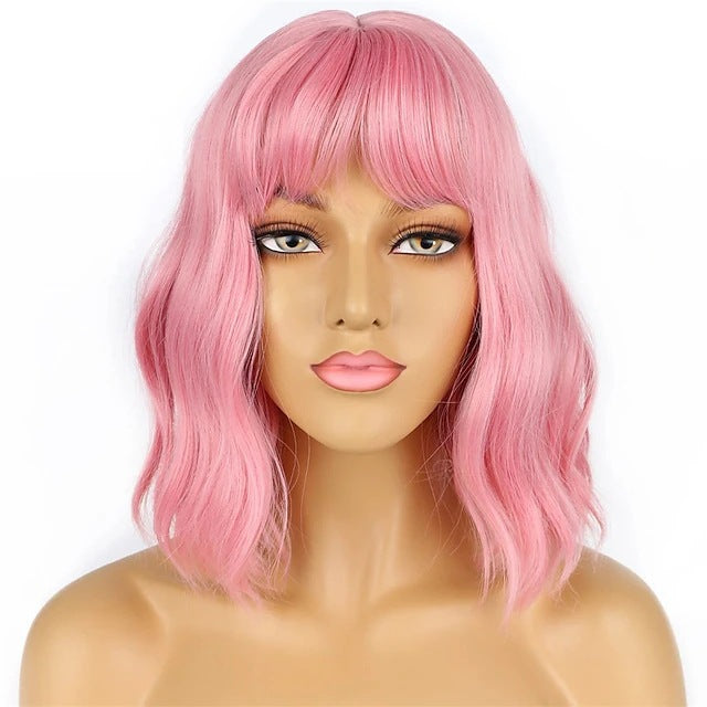 Women's Halloween Festival Rose Net Mid-length Shawl Wig Short Curly Hair