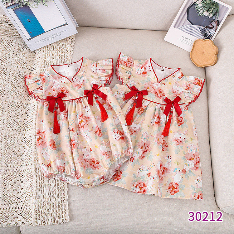 Children's Summer Clothing Jumpsuit Fashionable Floral Born Triangle Jumpsuit, Climbing Suit