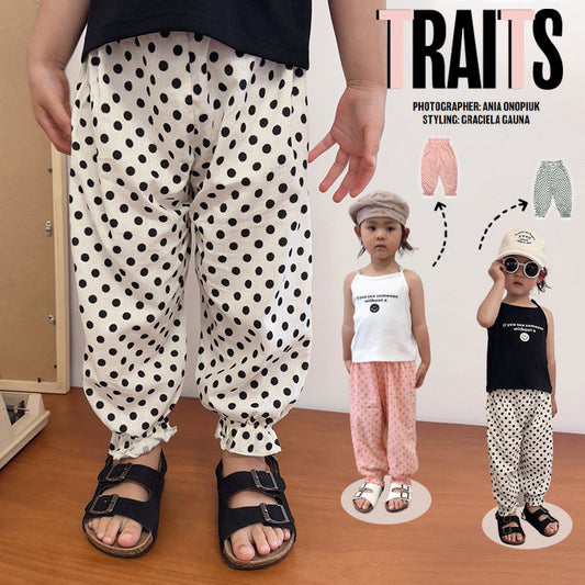 Children's Broken Size Fold Summer Polka Dot Trousers Lightweight Children's Pants