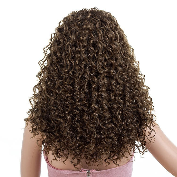 Fashion Head Cover African Medium Small Curly Hair Wig Long Curls