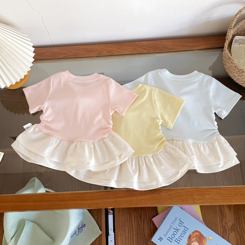 Short-sleeved Summer Sweet Bow Ruffled Tide Children's T-shirt