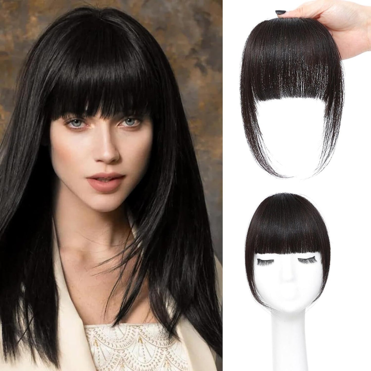 Female Head Piece Natural Forehead Air Straight Wig Bangs