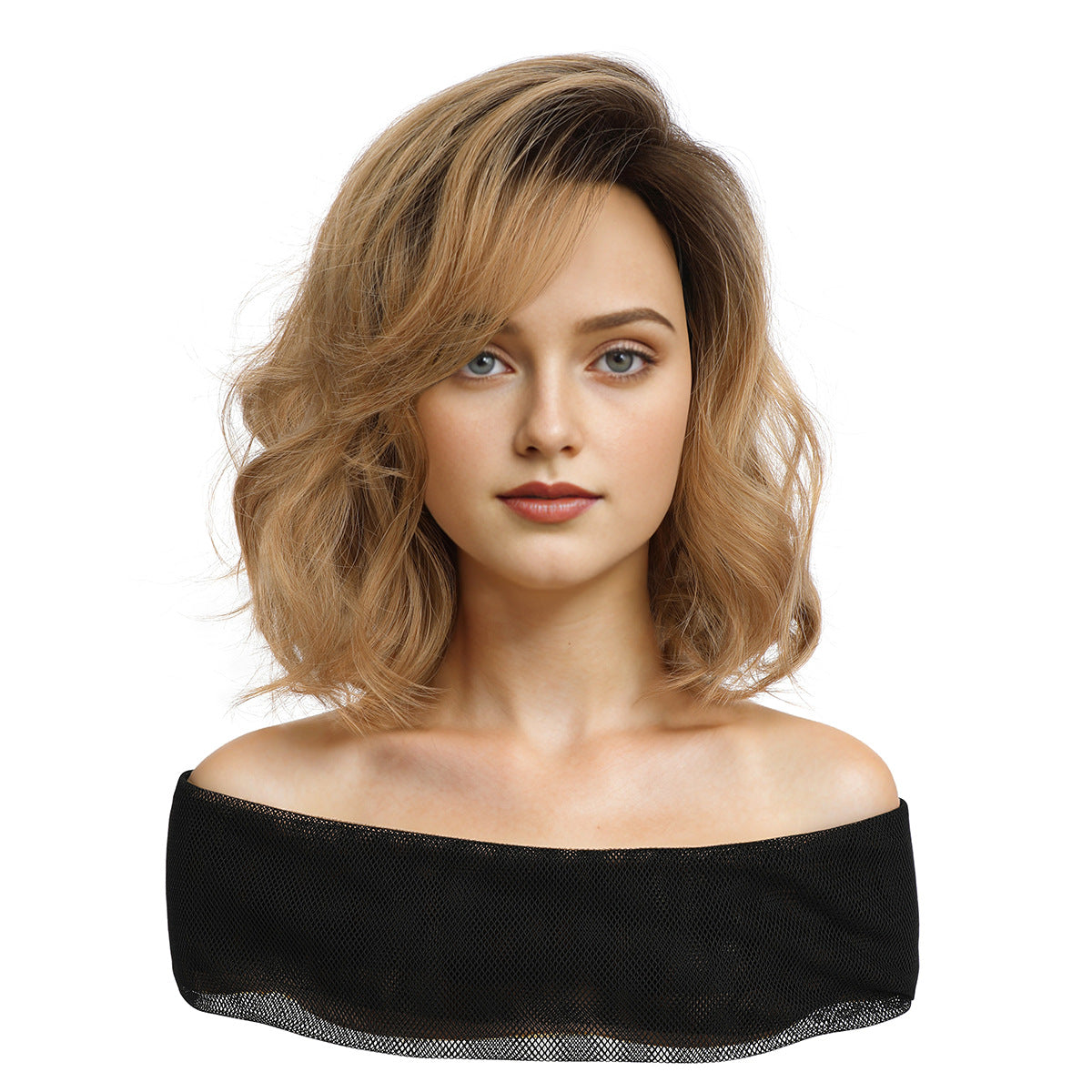 Female Gradient Color Full Top Cover Wig Short Curly Hair