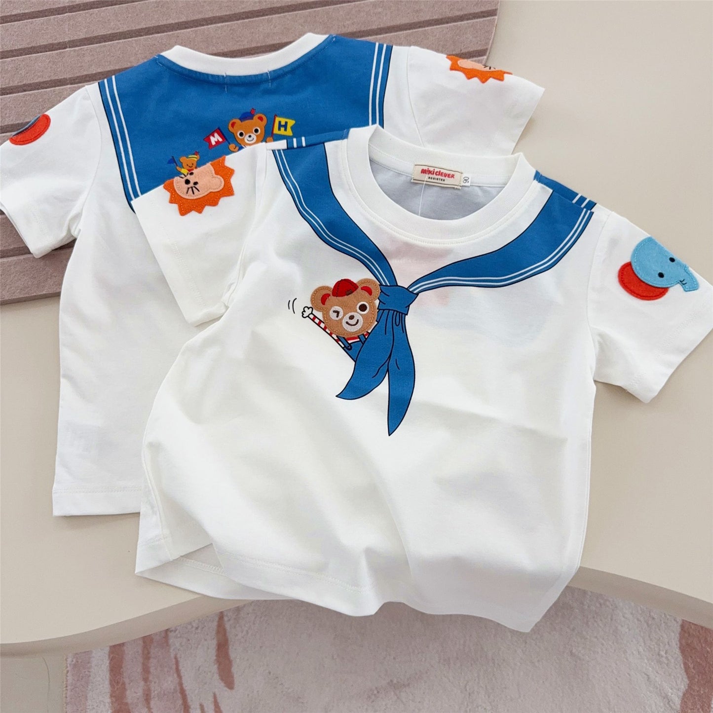 Children's Style Inner Wear Boys Bear Bow Tie Short Sleeve Children's T-shirt