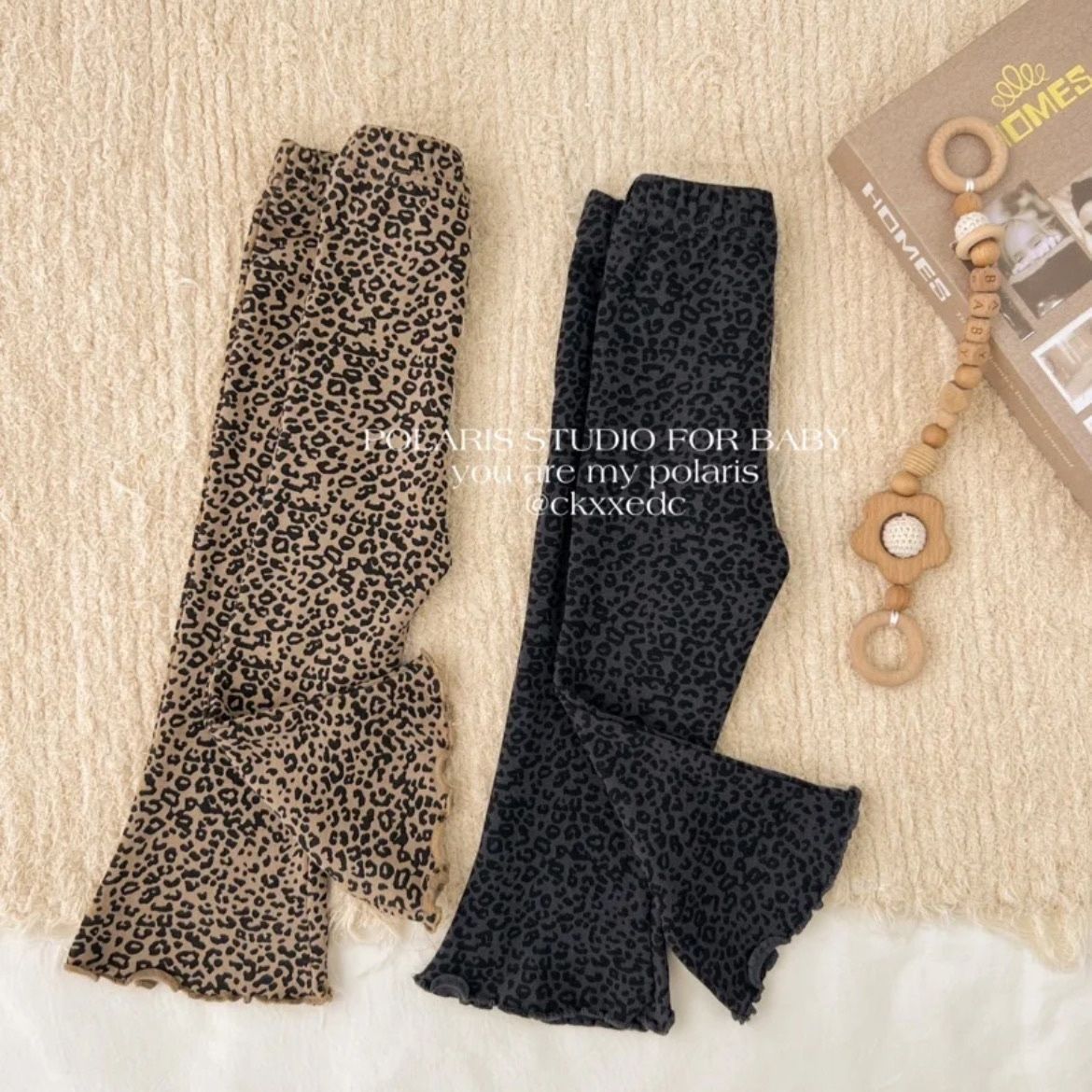 Children's Clothing Leopard Print Bell-bottom Western Style Casual Outer Wear Trousers Children's Pants