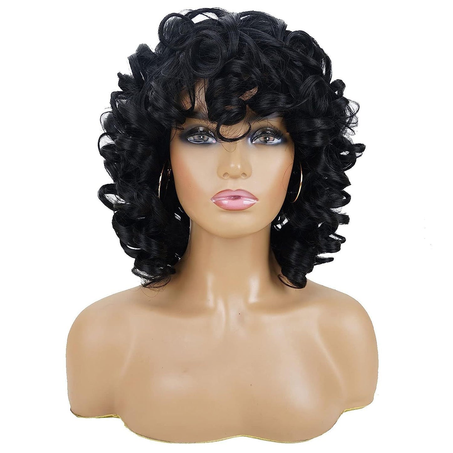 Women's African Screw Tape Bangs Optional Wig Short Curly Hair