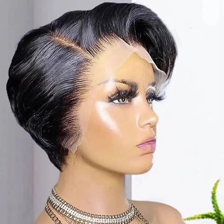 Front Lace Small Curly Female Fiber Wig Short Straight Hair