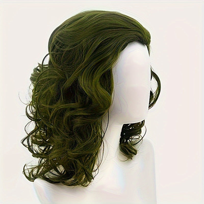 Movie Clown Flack Green Medium Long Curly Hair Cos Wig