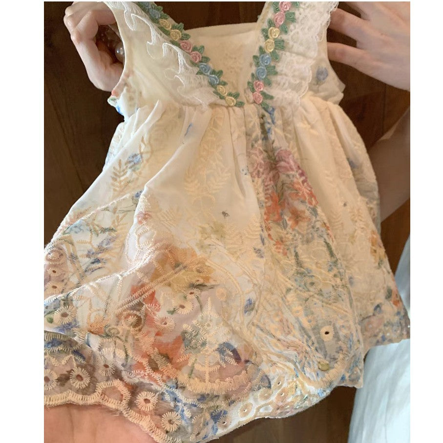Summer French Style Floral Slip Little Island Vacation Children's Dress