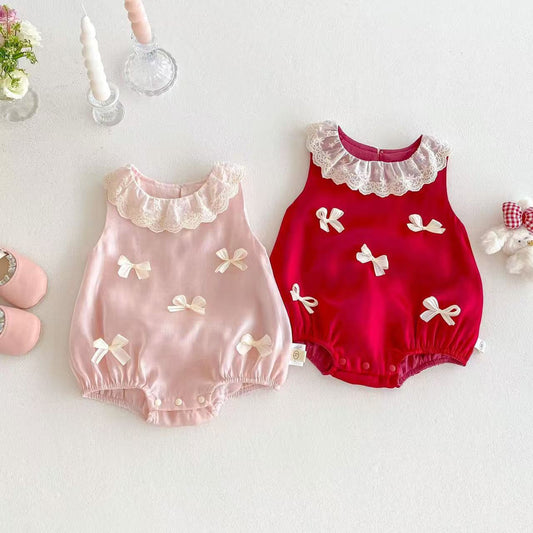 Bowknot Summer Korean Style Sweet Jumpsuit Born One Year Old Jumpsuit, Climbing Suit