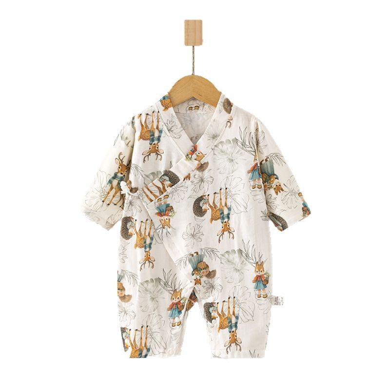 Children's Gauze Jumpsuit Long Sleeve Pure Cotton Rompers Air Conditioning Room Jumpsuit, Climbing Suit