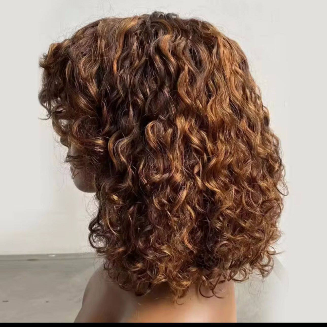 Women's Gradient Color African Small Volume Fluffy Chemical Fiber Silk Synthetic Wig Short Curly Hair
