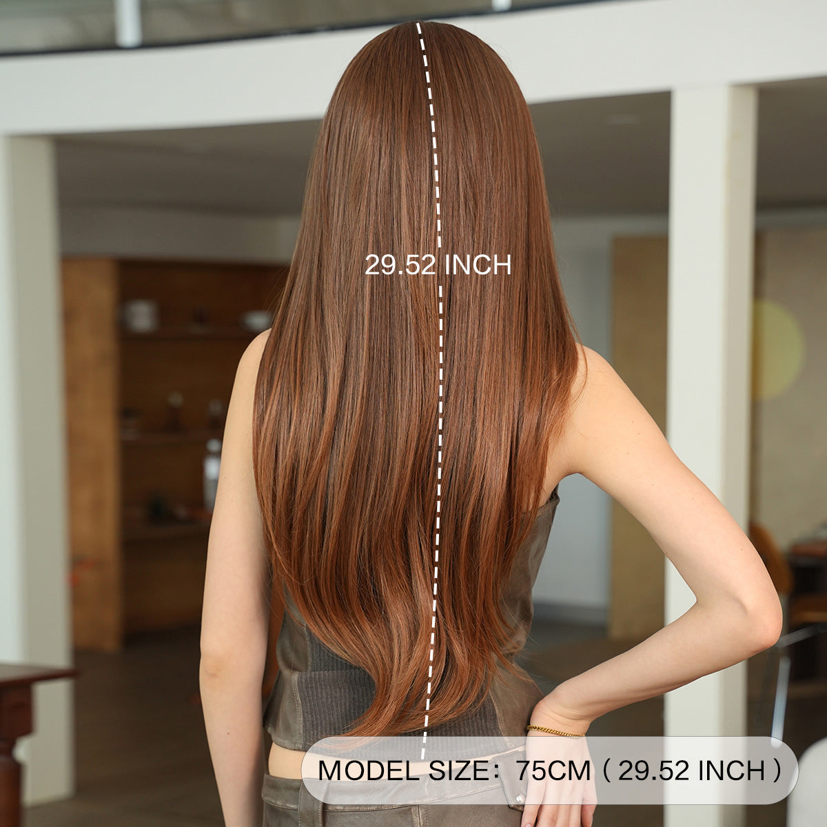 Women's Hot Wind Black Bandana Headband Layered Straight Hair Golden Brown Other Wig