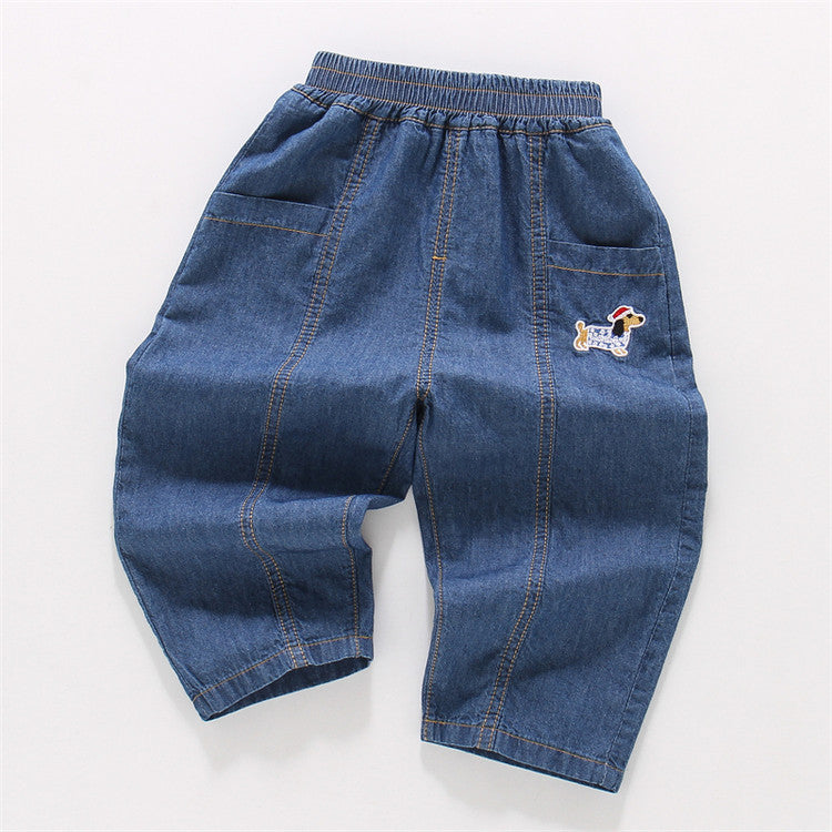 Children's Cotton Jeans Thin Toddler Cartoon Loose Children's Pants