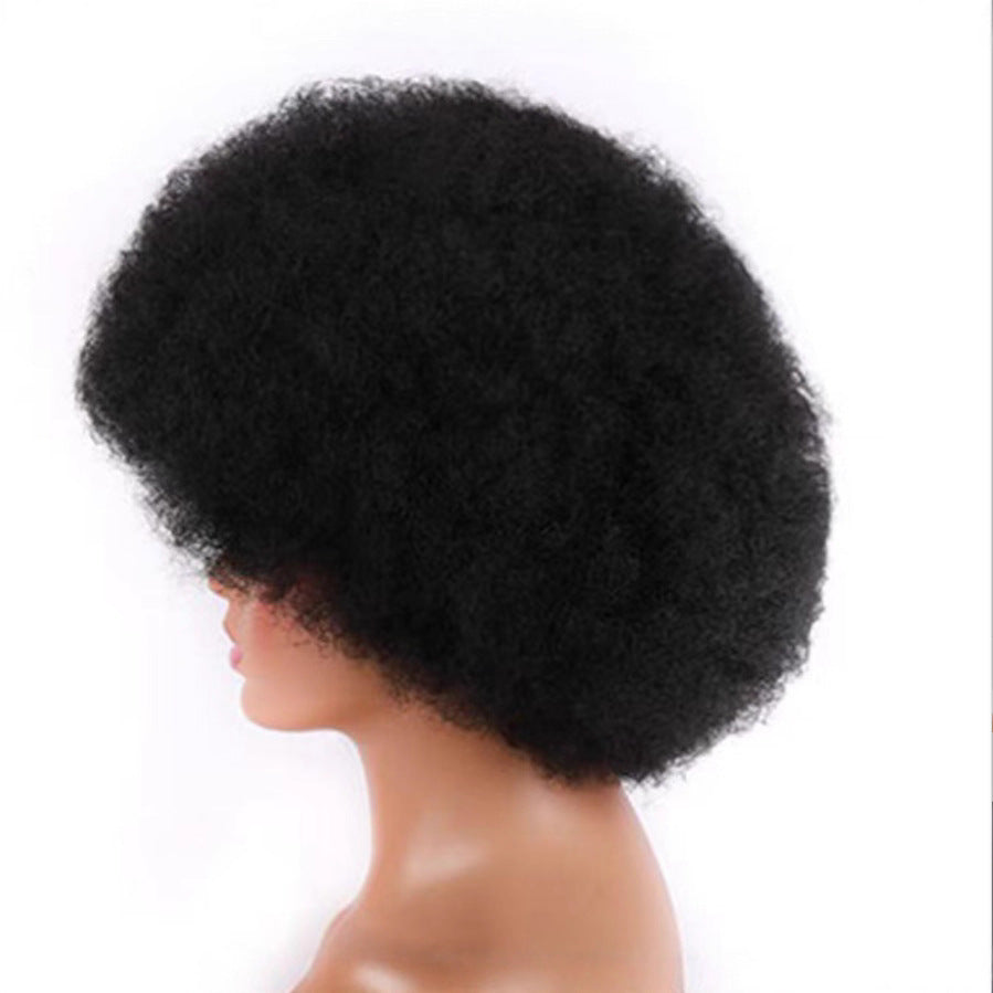 Volume African Qu Afro Human Wigs Front Wig Short Curly Hair