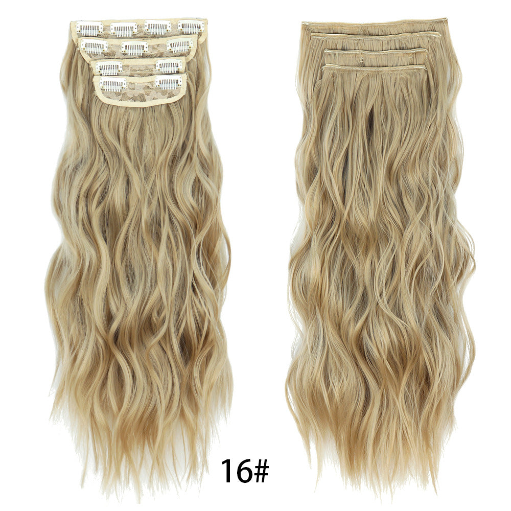 Long Curly Hair Set Hairpiece Clip Big Wave Wig