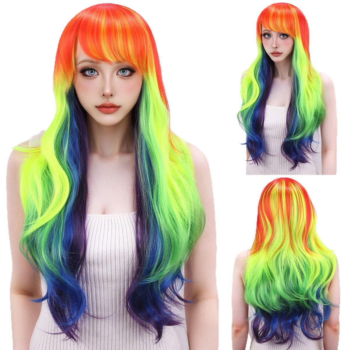 Fluffy Face Shaving Big Wave Chemical Fiber Head Cover My Wig Long Curls
