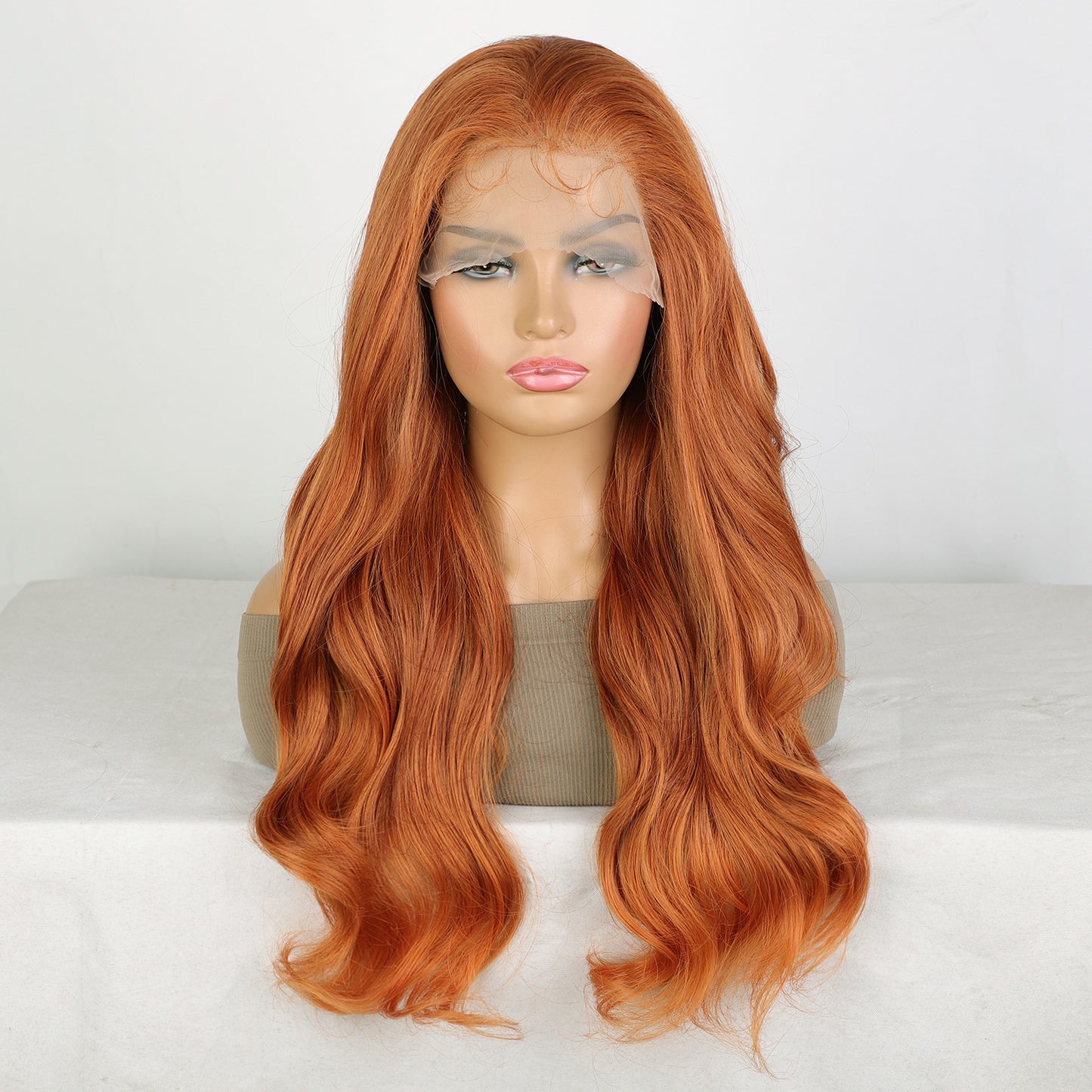 Women's Front Lace Fiber Big Wave Curly Hair Head Wig Long Curls