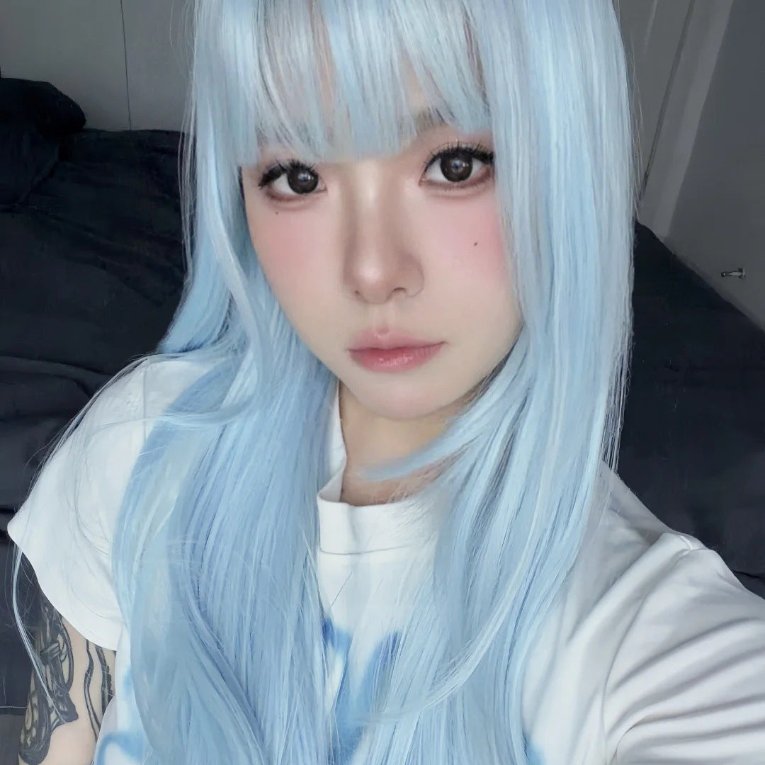Blue Star Heavy Female Bangs Layered Hair Atmosphere Artificial Natural Long Straight Wig