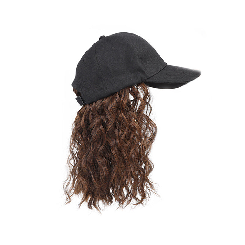Hat Fashion Black Peaked Cap Corn Wig Short Curly Hair