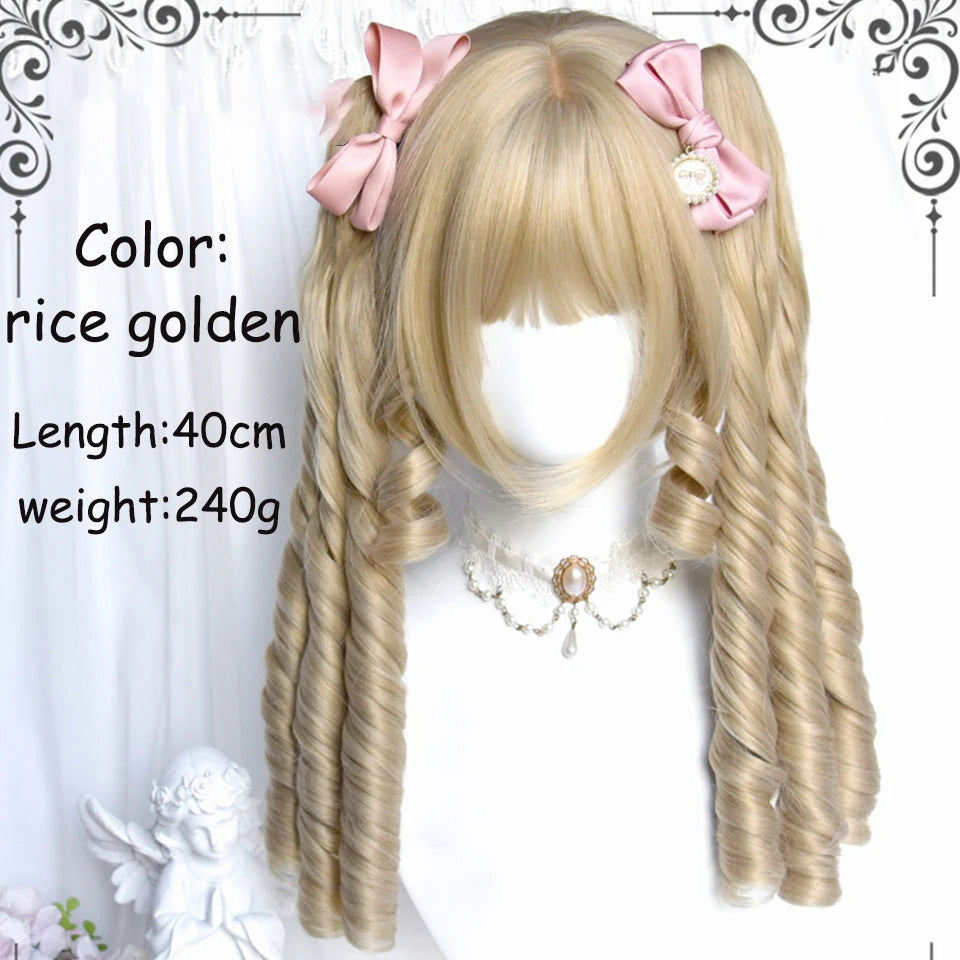 Ponytail Hair Headgear With Bangs Fashion Female Wig Long Curls