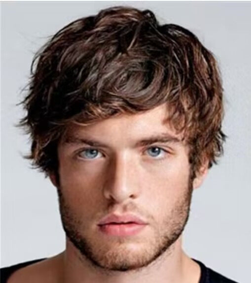 Men's Chemical Fiber Hairstyle Rose Net Sier Wig Short Straight Hair