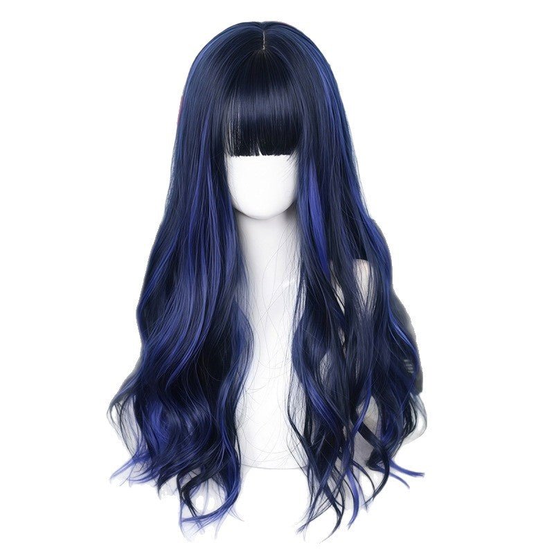 Big Wave Straight Bangs Curly Hair Daily Natural Wig Long Curls
