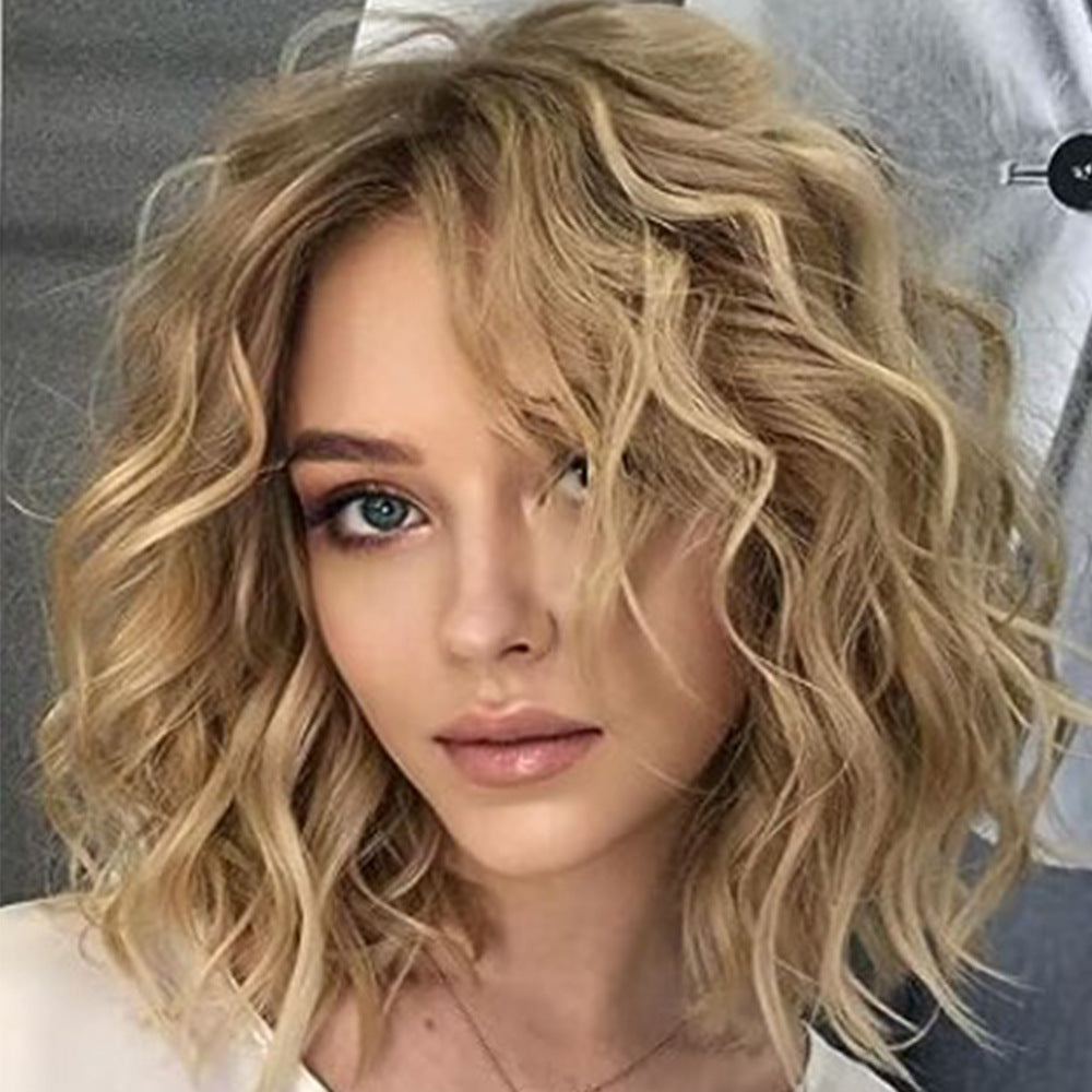 Women's Head Dyed Gradient Golden Chemical Fiber Wig Short Curly Hair