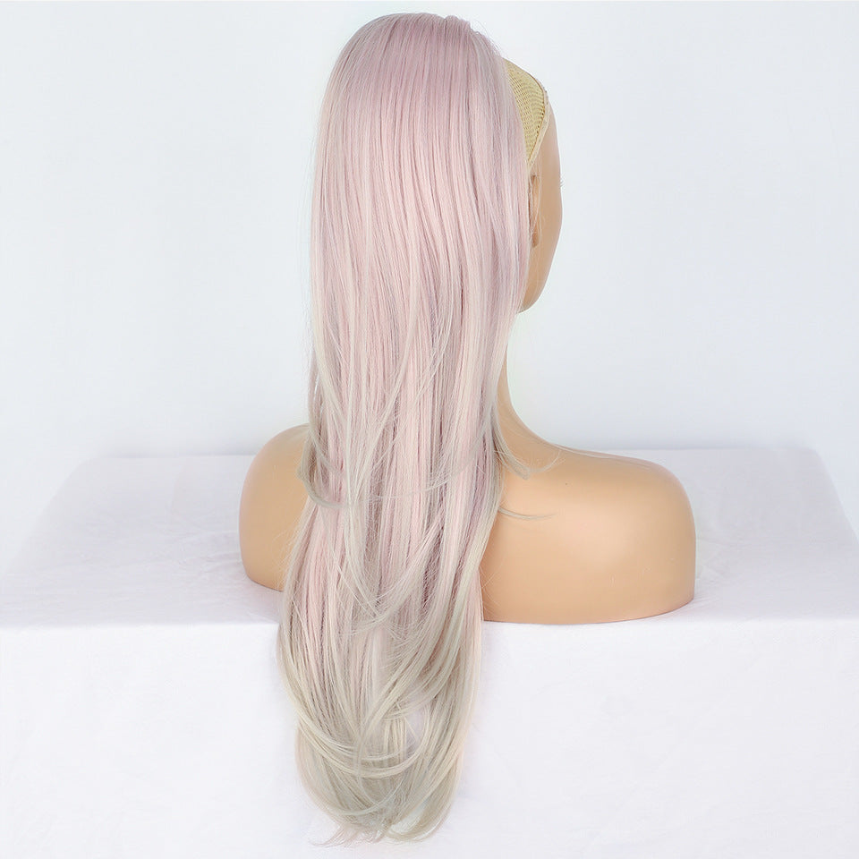 Women's Straight Hair Drawstring Extension Horse Tail African Chemical Fiber Set Wig Long Curls