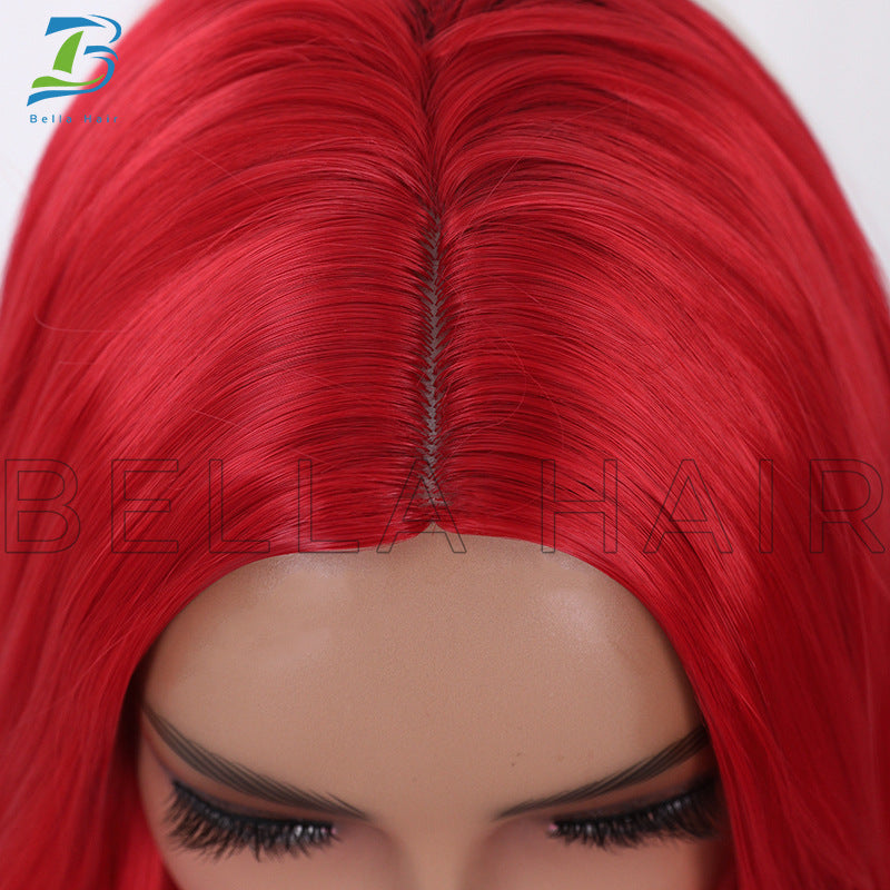 Red Medium Large Wave Long Fashion Fiber Wig Short Curly Hair