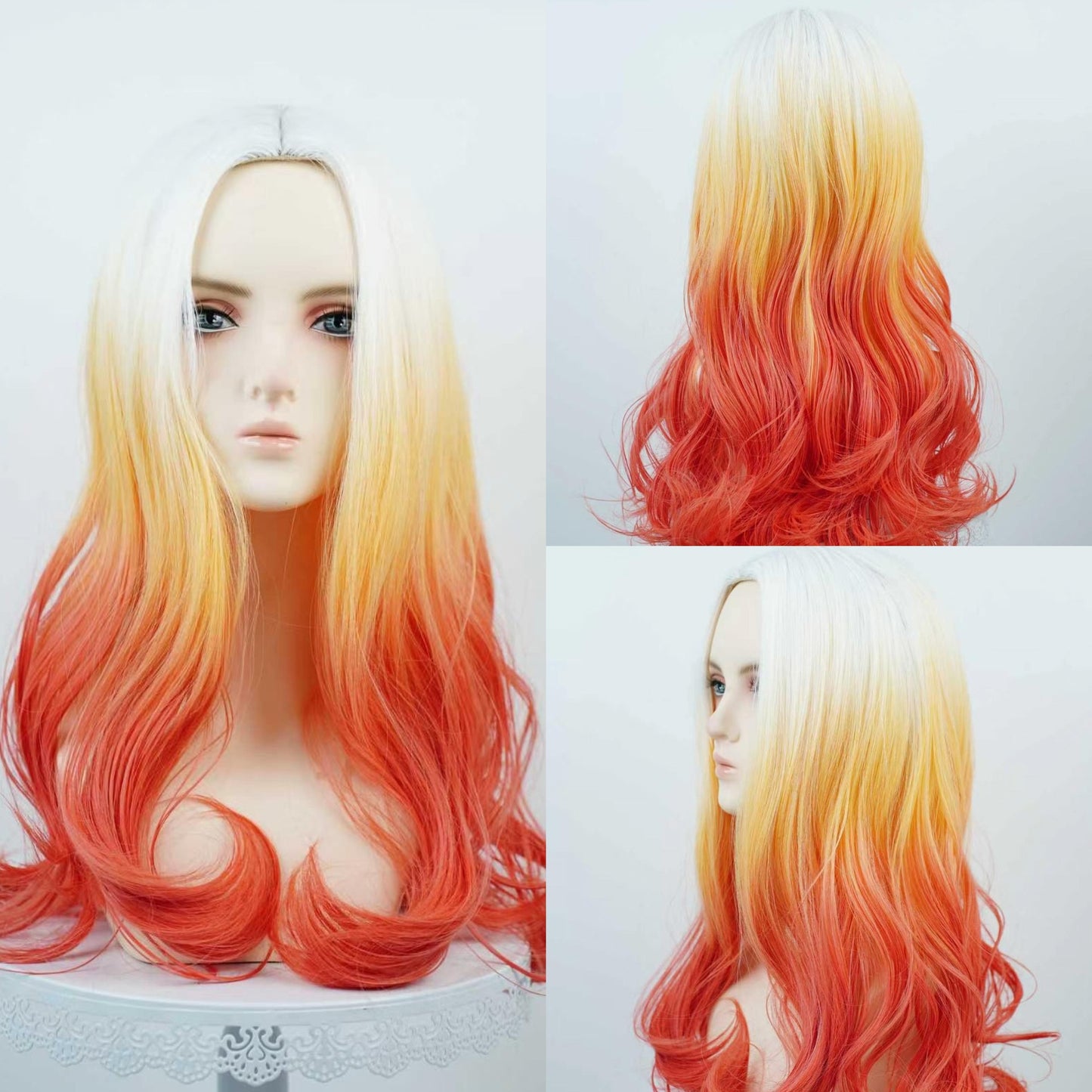 Gradient Color Big Waves Female Orange Other Wig