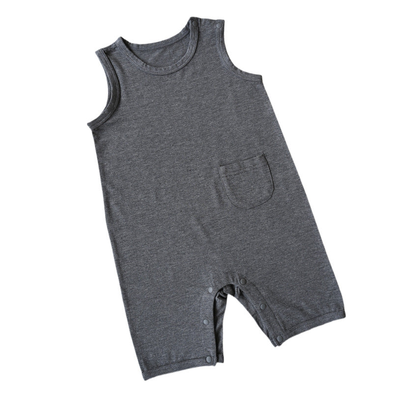 Bamboo Cotton Boys Summer Romper Sleeveless Boneless Vest Jumpsuit, Climbing Suit