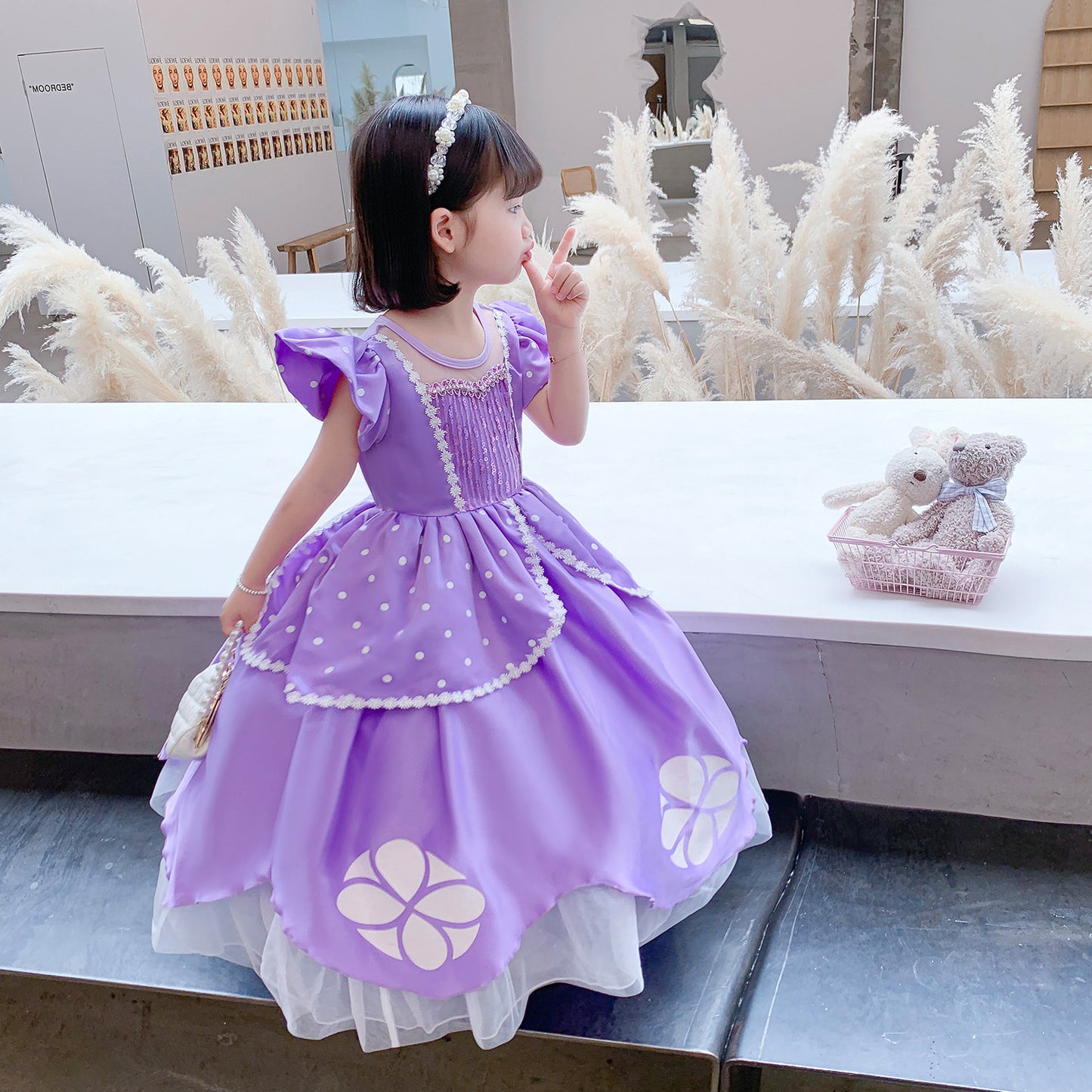 Children's Sophia Princess Skirt Short Sleeve Tulle Tutu Children's Dress