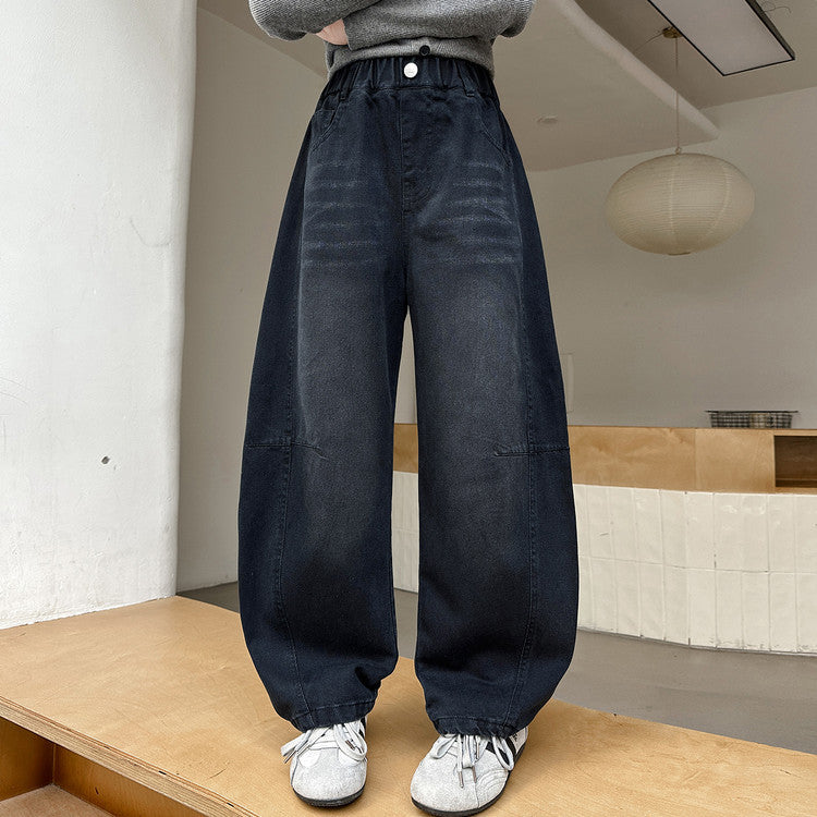 Children's Denim Matchet Spring Middle Big Casual Retro Children's Pants