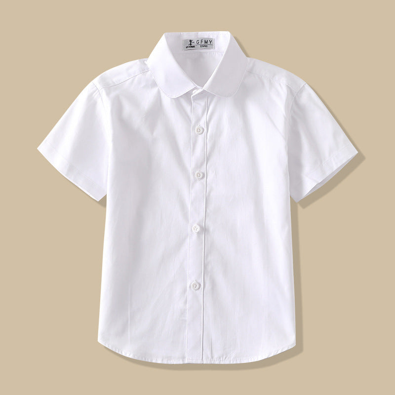 Cotton Half Sleeve White Summer Watch Performance School Children's Shirt