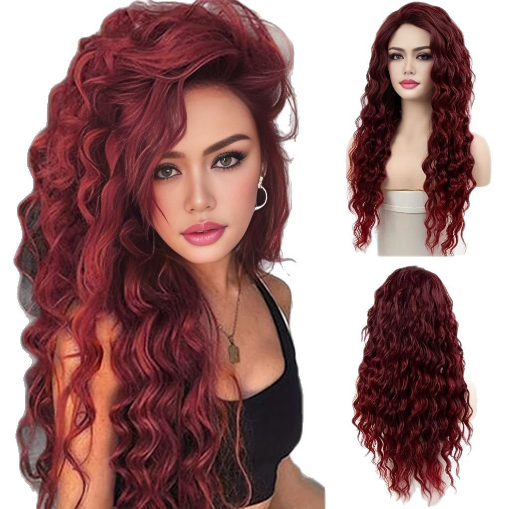 Curly Hair Front Lace Medium Chemical Fiber Wig Long Curls