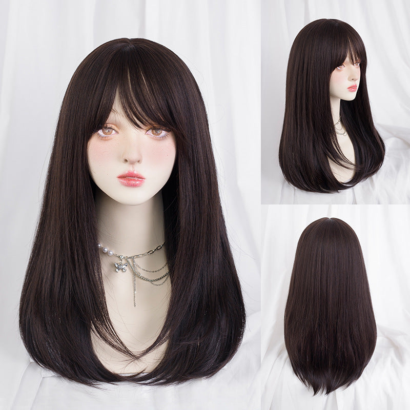 Female Hair Sweet Cute White Gold Color Natural Long Straight Wig