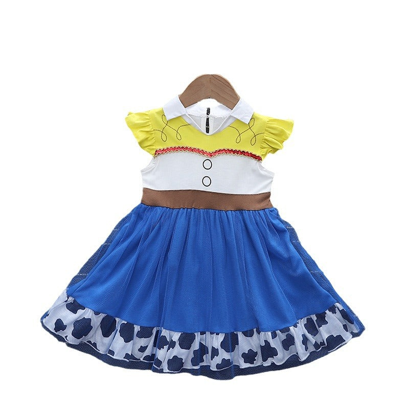 Little Skirt Summer Cotton For Pullover Print Children's Dress
