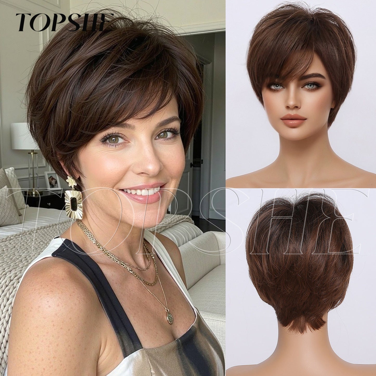 Fashion Female Natural Realistic Age Reducing Wig Short Straight Hair