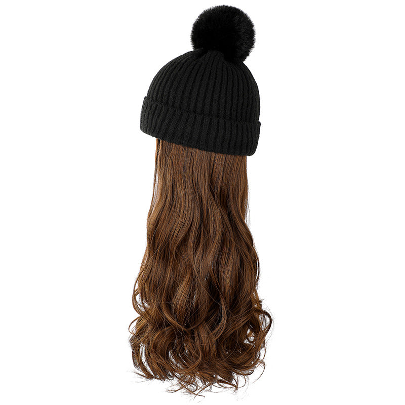 Hat Curly Hair Removable Fashion Woolen Natural Wig Long Curls